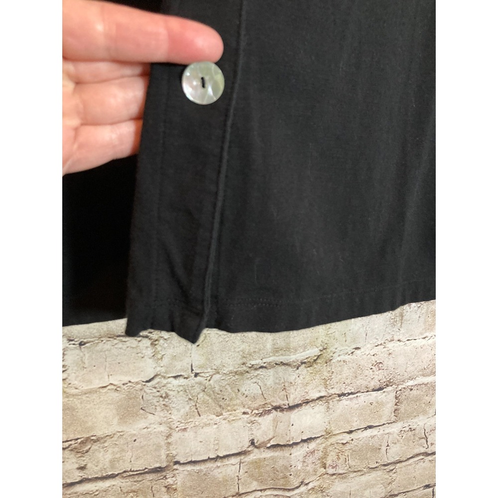 D&Co. Top Womens Large Black Button Up Jersey Cotton Stretch Pearl Buttons - Picture 11 of 11